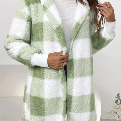 Loose Plaid Wool Cardigan