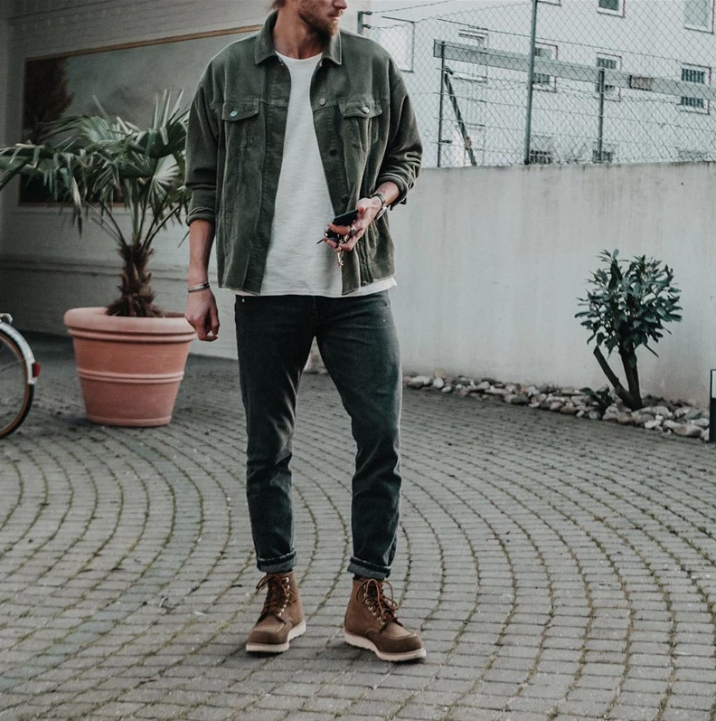 Men's Solid Color Corduroy Loose Jacket