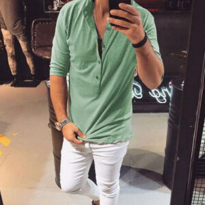 Trendy Men's Solid Color Mid-sleeve T-shirt