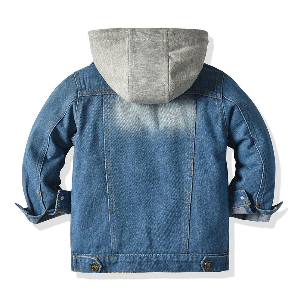 Children's Fake Two-piece Denim Jacket, Children's Hooded Fashion Casual Top - Image 3