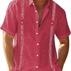 Men's Summer Linen Shirt Cuban Beach Top