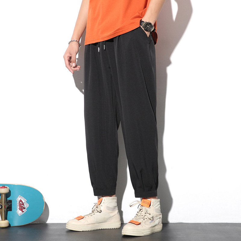 Drawstring Pants Summer Casual Ice Slik Trousers Jogger Hiking Sports Pants Men - Image 4