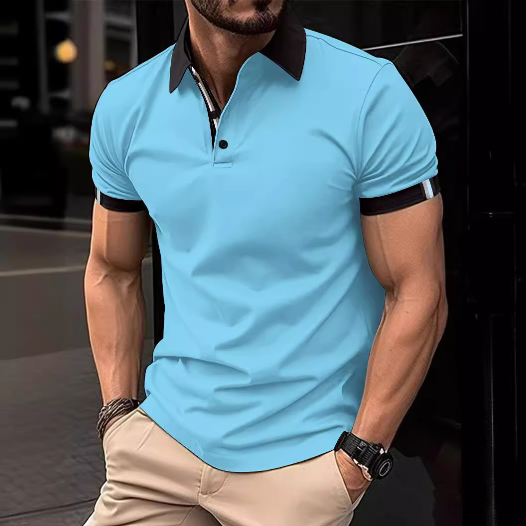 Men's Casual Button Solid Color Short Sleeves - Image 5