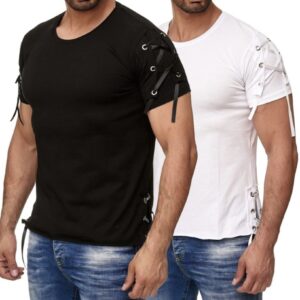 Solid Slim Fit Sports Collarless Youth Cuff T-Shirt