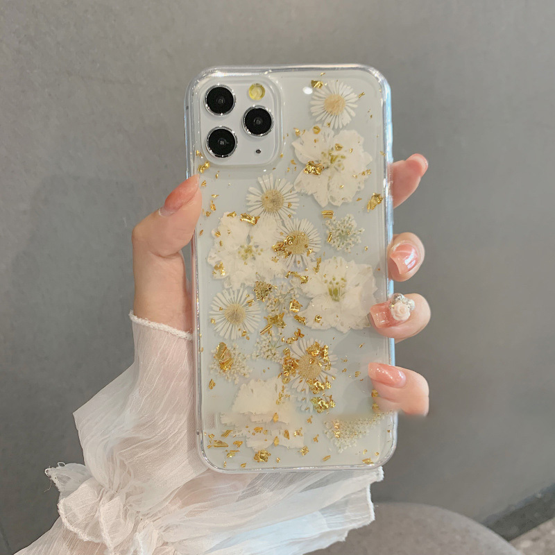 Compatible With , Compatible With , Gold Foil Tin Foil Lotus For Iphone12pro Max Mobile Phone Shell 11 Soft Shell 78plus Female Xs Xr