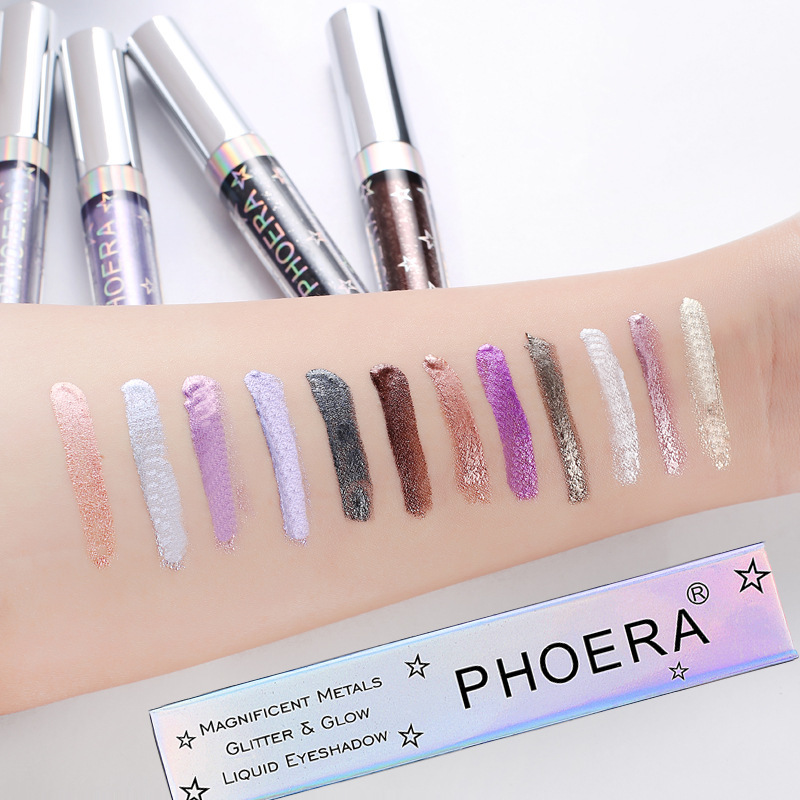 PHOERA Magnificent Metals Glitter and Glow Liquid Eyeshadow 12 Colors - Image 2