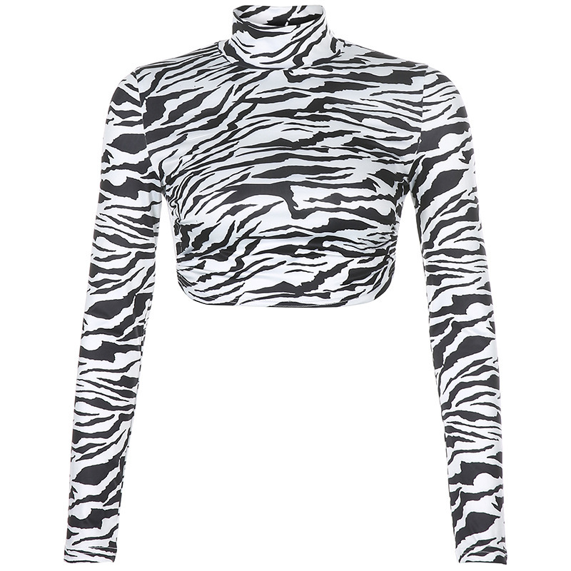 HEYounGIRL Animal Zebra Print Backless Cropped Tshirt Women Sexy Long Sleeve T-shirt Ladies Fashion Crop Tops Tees Streetwear - Image 6