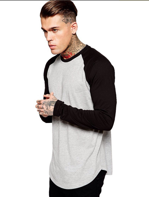 European And American Men's Color Block Long-sleeved T-shirt - Image 2