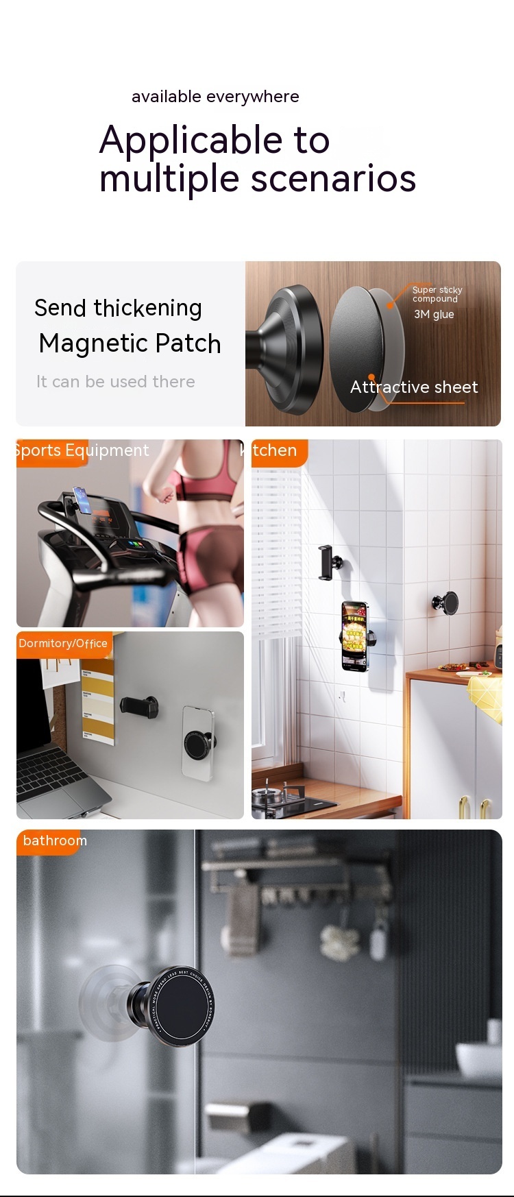 Bracket Gym Kitchen Bathroom Magnetic Suction Bracket Can Rotate 360 Degrees Portable Phone Holder - Image 10