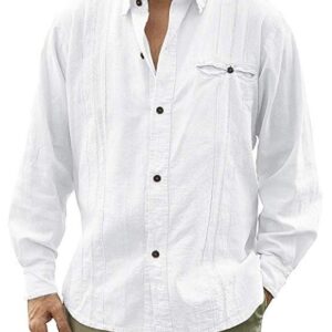 Men's Solid Color Long Sleeve Linen Cardigan Shirt
