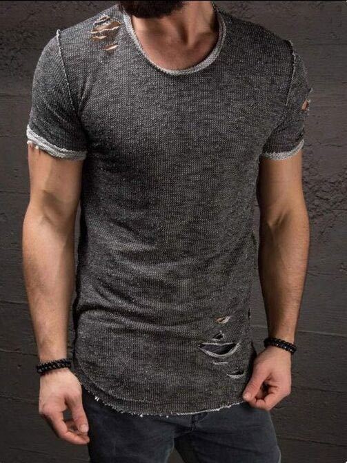Men's Short Sleeve Ripped T-Shirt
