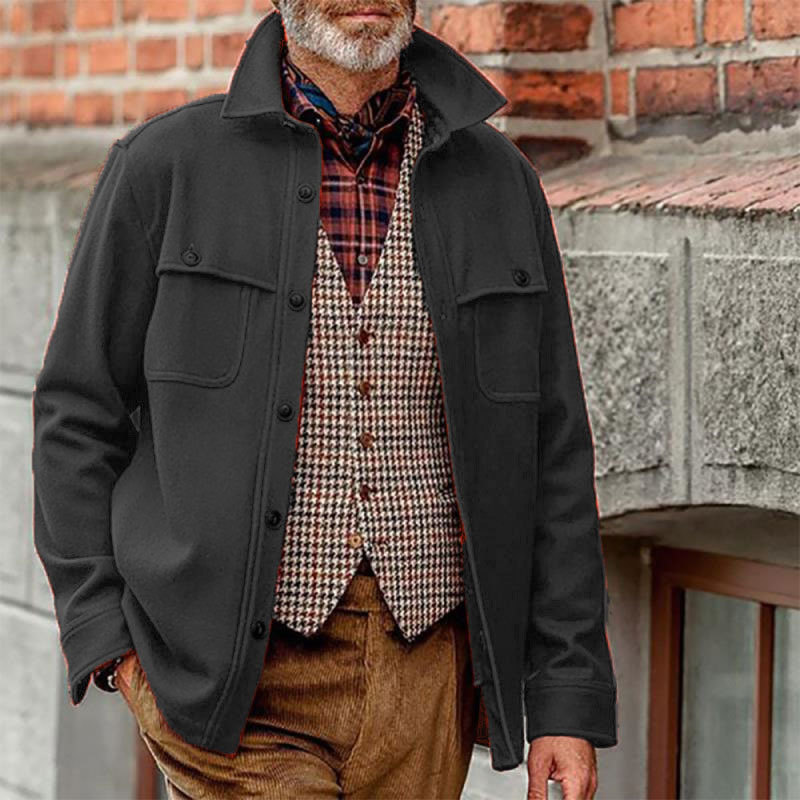 Men's Solid Color Jacket Slim Fit Single Breasted Jacket Top - Image 3