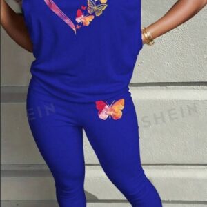 Heart Shaped Colorful Butterfly Print Romantic Outfit For Valentine's Day Summer And Spring