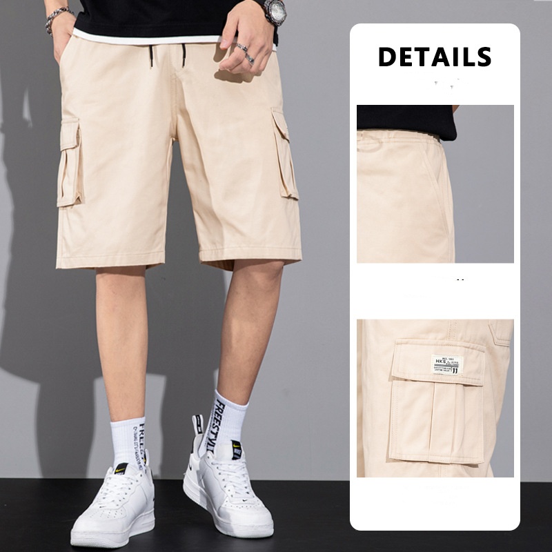 Casual Drawstring Cargo Shorts With Multi Pocket Summer Outdoor Men's Beach Pants - Image 9