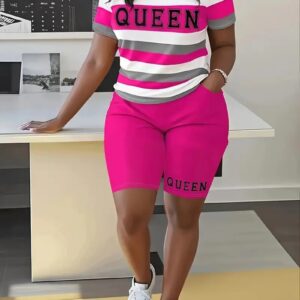 Women's Casual Shorts Short Sleeved Two-piece Set