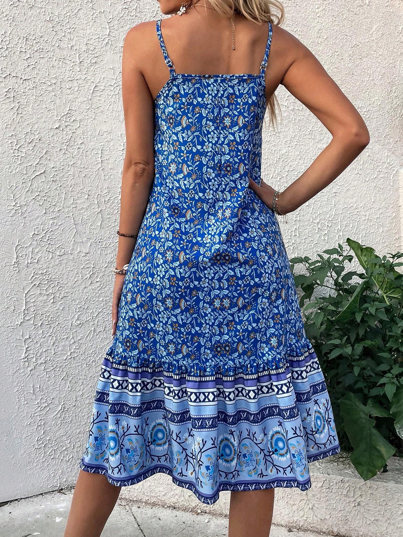 Women's Sleeveless Printed Casual Dress Maxi Vacation Beach Outfit - Image 4