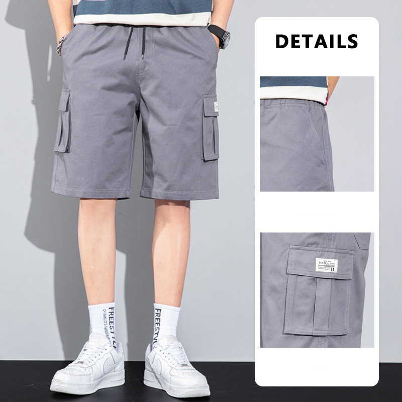 Casual Drawstring Cargo Shorts With Multi Pocket Summer Outdoor Men's Beach Pants - Image 10