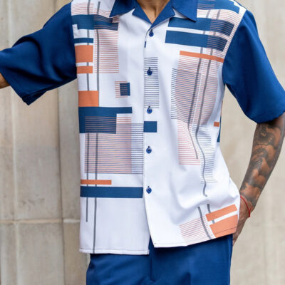 Plus Size Men's Short Sleeve Lapel Shirt Casual Pants Set