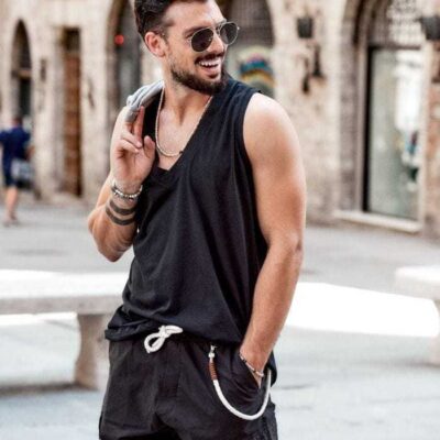 Personality Trend Men's Street Wear Sleeveless Vest T-shirt