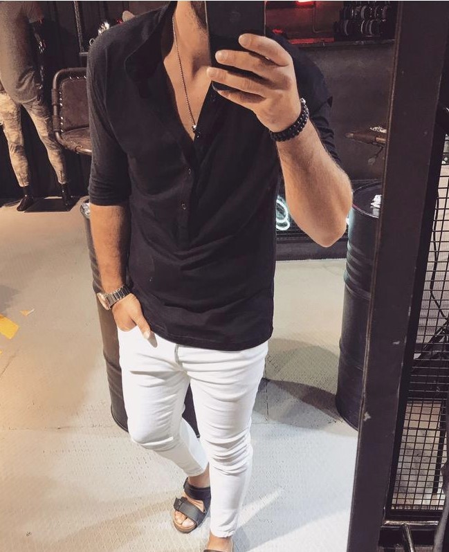 Trendy Men's Solid Color Mid-sleeve T-shirt - Image 4