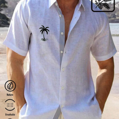 Men'sLoose-fit Casual Cozy Resort Palm Tree Shirt
