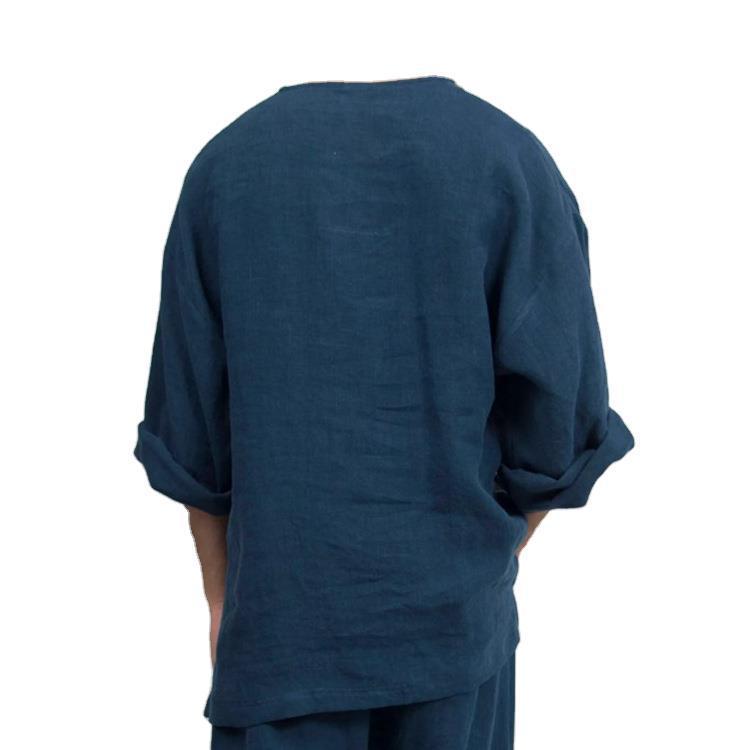 Linen Ethnic Middle East Loose Flared Long Sleeve T-Shirt - Image 5
