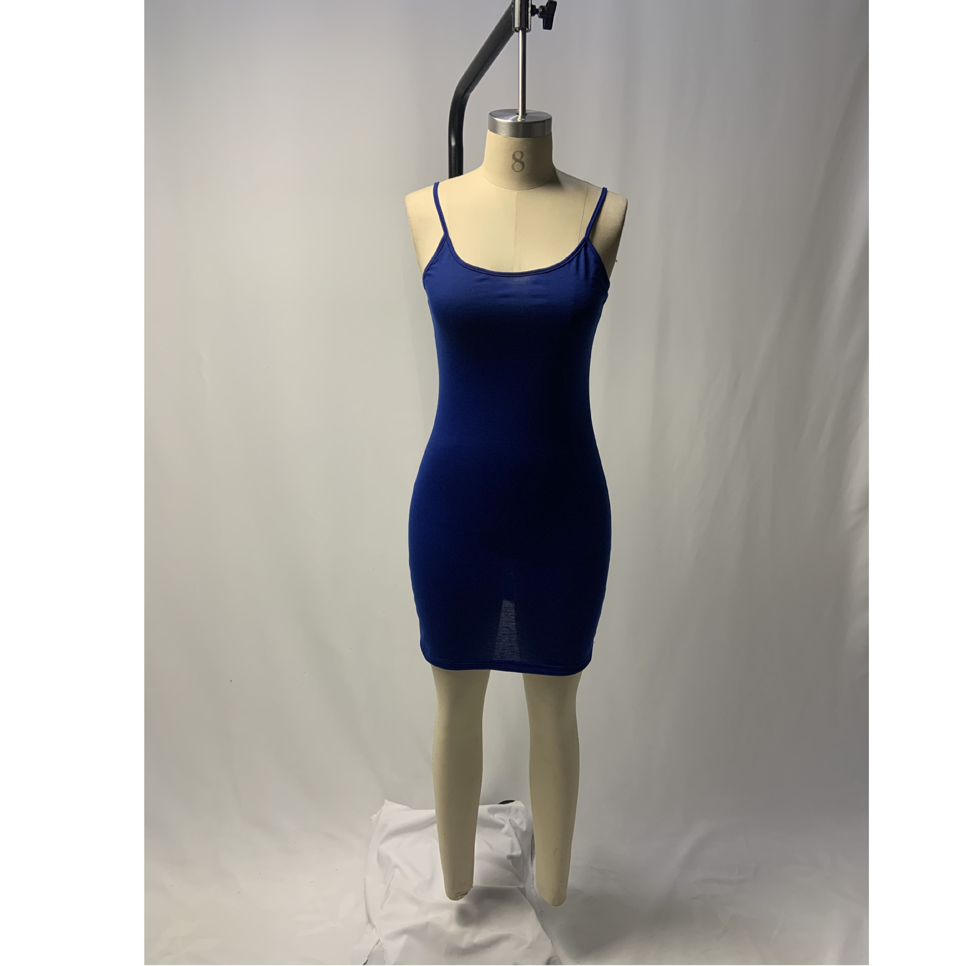 Vacation solid color slim suspender dress - Image 3