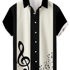 Men's Casual Loose Printed Resort Musical Summer Shirt