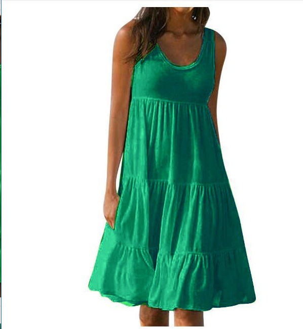 Sleeveless round neck splicing large beach skirt - Image 6