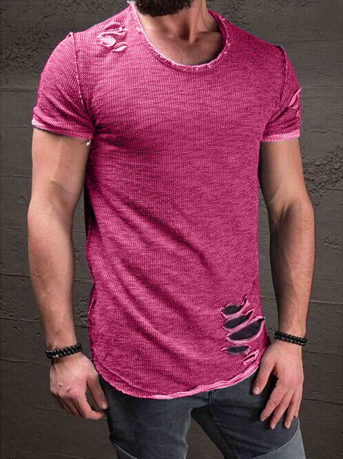 Men's Short Sleeve Ripped T-Shirt - Image 2