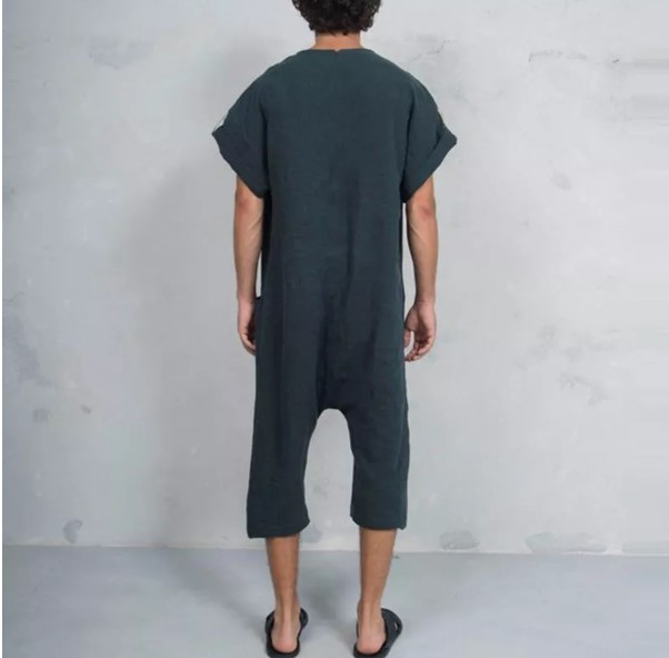 Men's T-Shirt One Piece Linen Personalized Casual Jumpsuit - Image 5