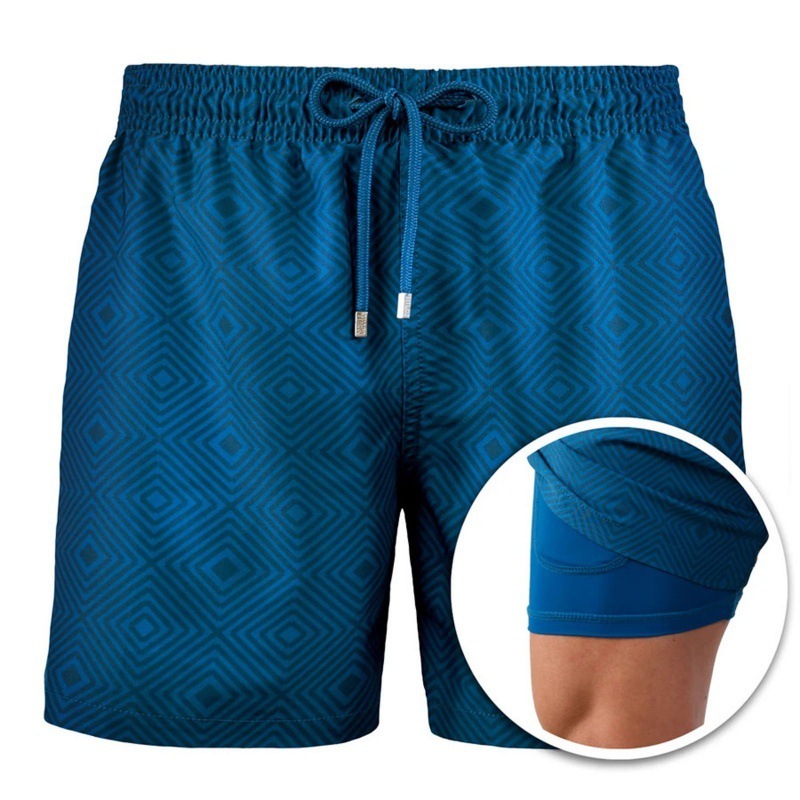 Men's Printed Beach Shorts Sports Double Layer Shorts Summer - Image 4