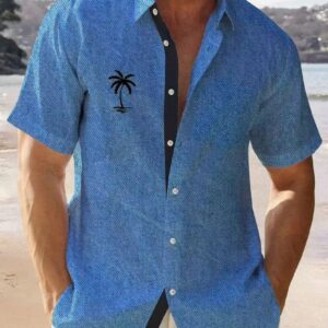 Men'sLoose-fit Casual Cozy Resort Palm Tree Shirt