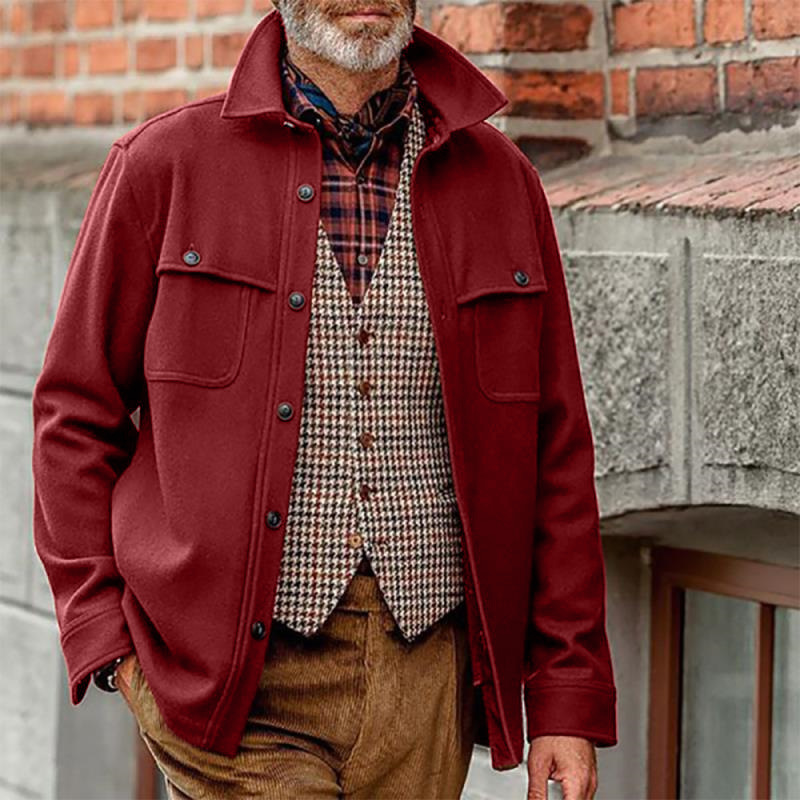 Men's Solid Color Jacket Slim Fit Single Breasted Jacket Top - Image 2