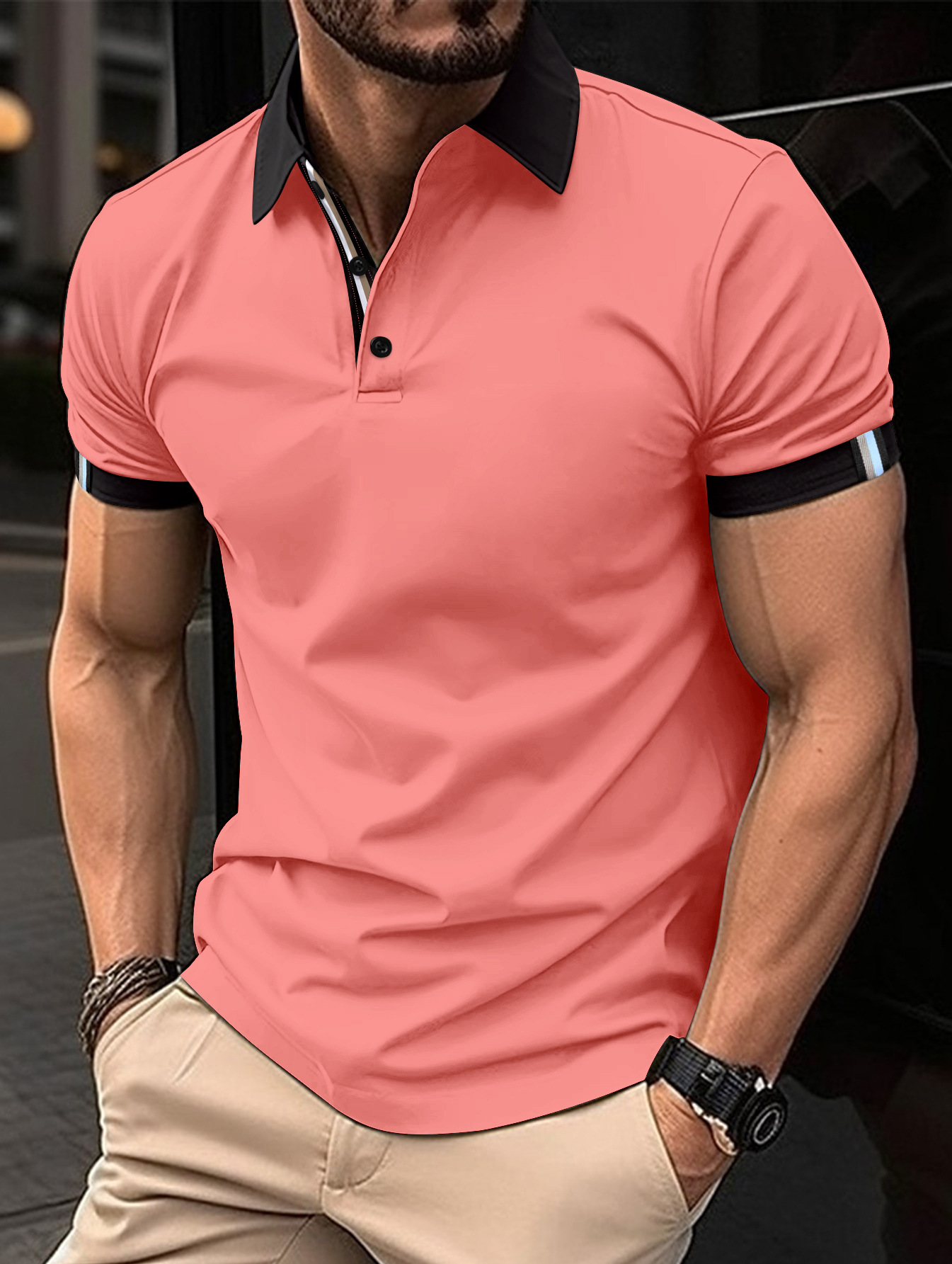 Men's Casual Button Solid Color Short Sleeves - Image 8
