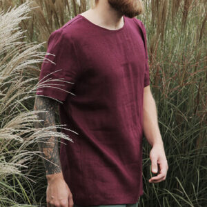 Solid Color Cotton And Linen Ethnic Style Men's T-shirt