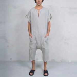 Men's T-Shirt One Piece Linen Personalized Casual Jumpsuit
