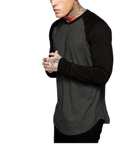 European And American Men's Color Block Long-sleeved T-shirt - Image 3