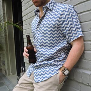 Striped Casual Men's Ripple Shirts Short Sleeve Shirts