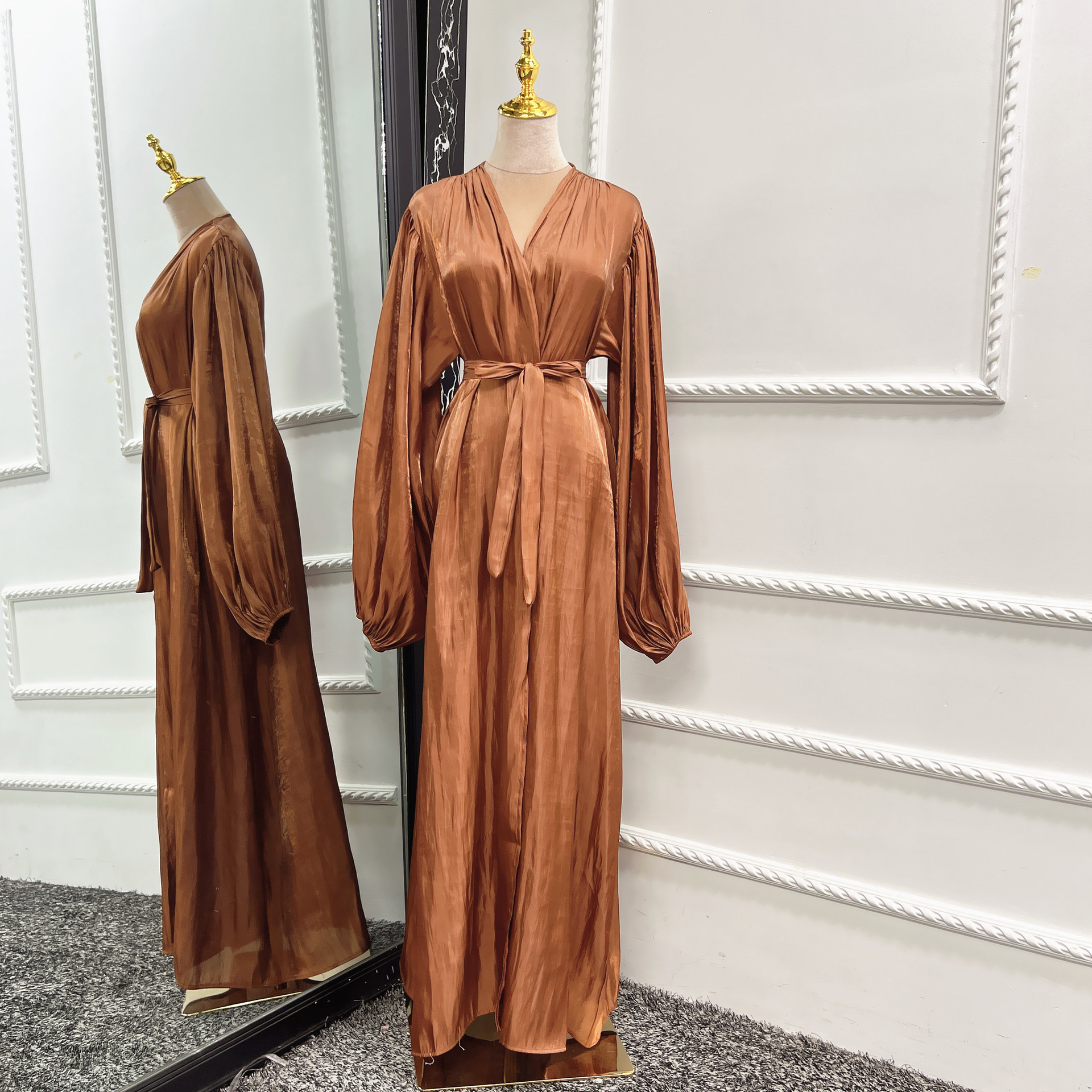 Bubble Sleeve Cardigan Elegant Long Dress In Dubai - Image 10