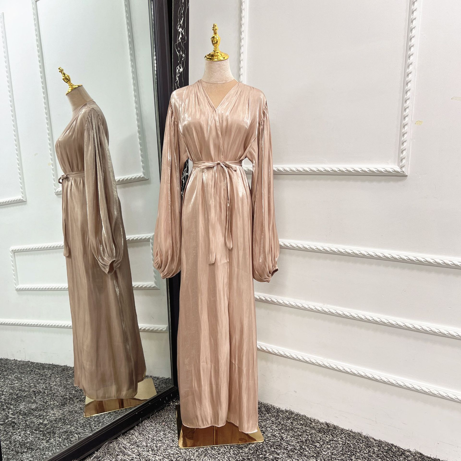 Bubble Sleeve Cardigan Elegant Long Dress In Dubai - Image 9