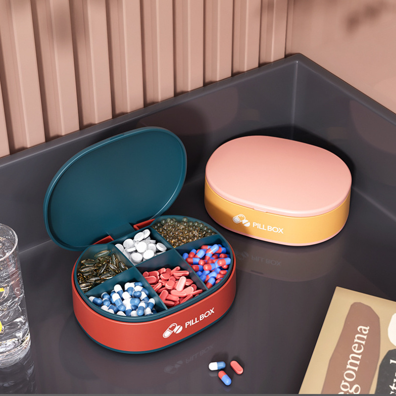 Pill Case Portable Small Weekly Travel Pill Organizer Portable Pocket Pill Box Pill Case For Tablets 6 Gird Medicine Pill's Organizer Drug Capsule Plastic Storage Box Divider Weekly Travel Pill Cutter - Image 2