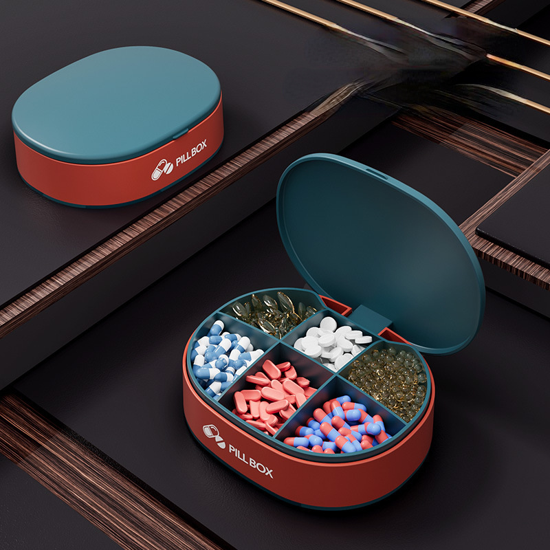 Pill Case Portable Small Weekly Travel Pill Organizer Portable Pocket Pill Box Pill Case For Tablets 6 Gird Medicine Pill's Organizer Drug Capsule Plastic Storage Box Divider Weekly Travel Pill Cutter - Image 3