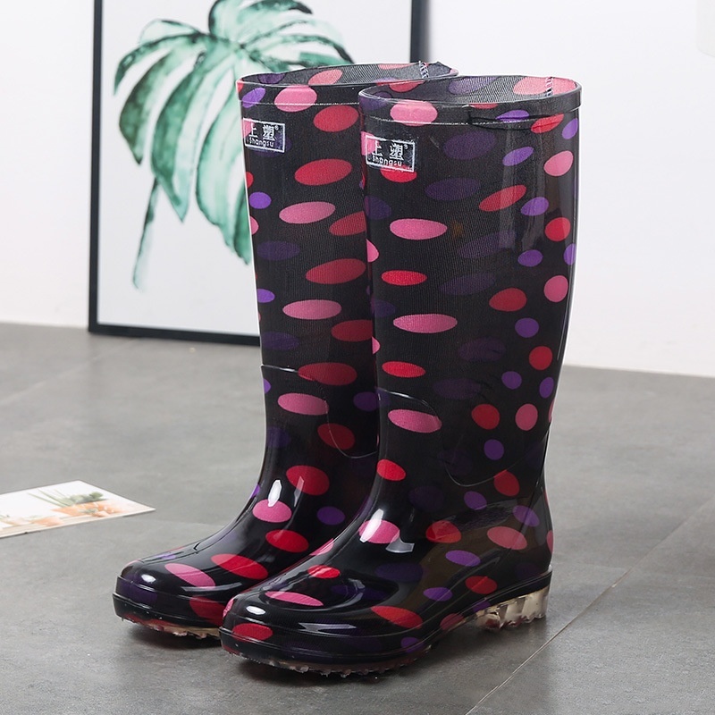 Women's Floral Knee-high Rain Boots Long Non-slip Wear-resistant Rain Boots - Image 2