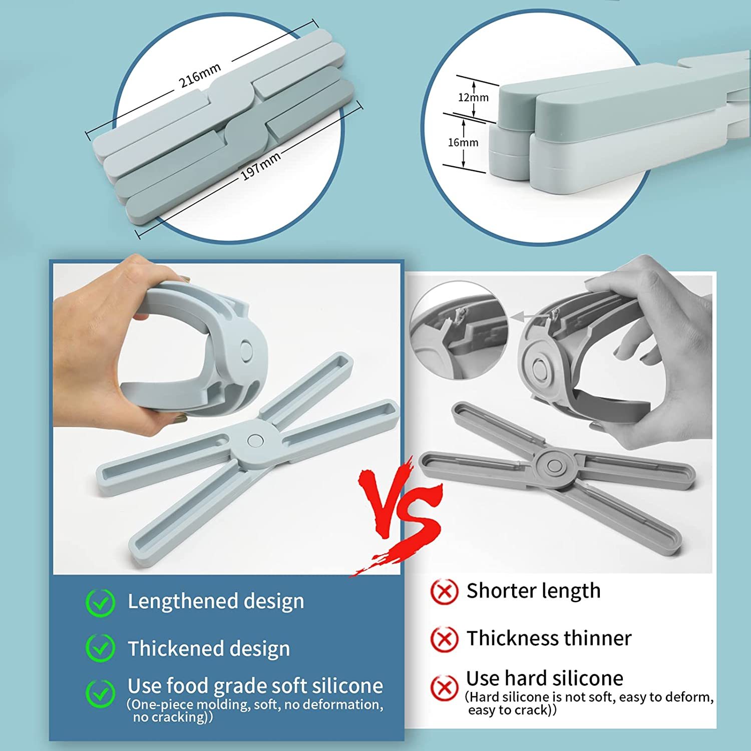 3 Pack Non-Slip Thick Foldable Silicone Trivets, Heat-Resistant Folding Pad, Eco Expanding Silicone Pot Holder, Hot Pad With Collapsible Cross Design Save Much Space Silicone Heat Resistant Pad - Image 5