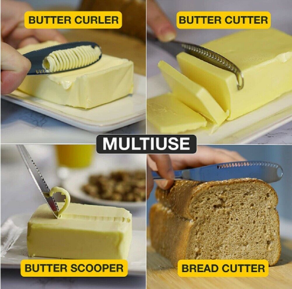 3 In 1 Stainless Steel Butter Spreader Knife Butter Curler Spreader Butter Knife - Image 6