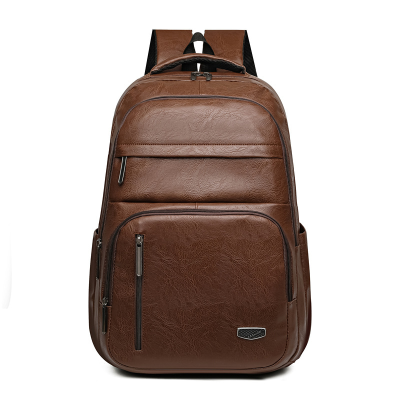 PU Soft Leather Backpack Large Capacity Men - Image 5