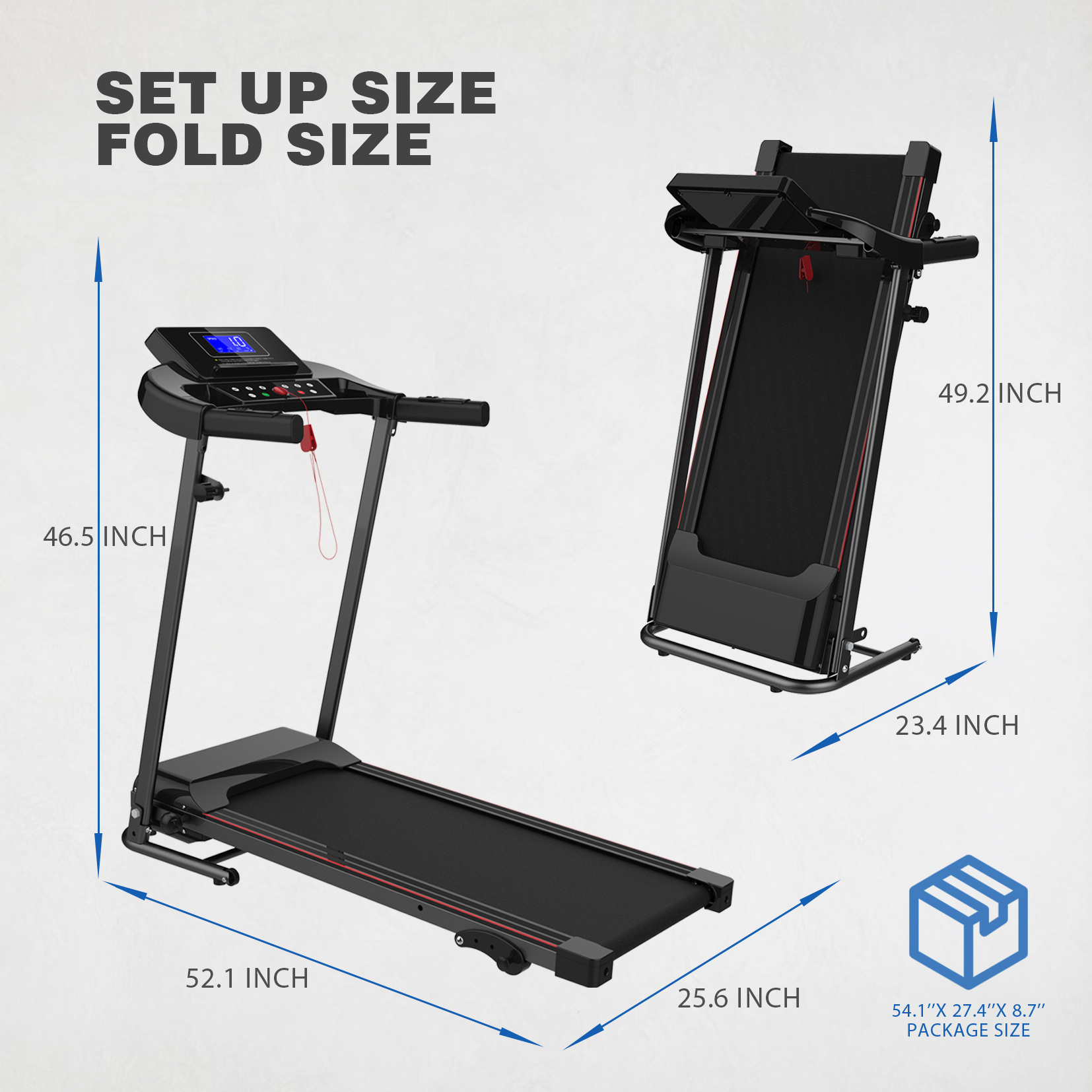 With Tilt Electric Treadmill, Foldable Treadmill Exercise Walking Machine, Suitable For Apartment Home Office Jogging Compact Folding Treadmill, Walking Pad, Easy Assembly, 12 Preset Programs, 2 Wheel - Image 7