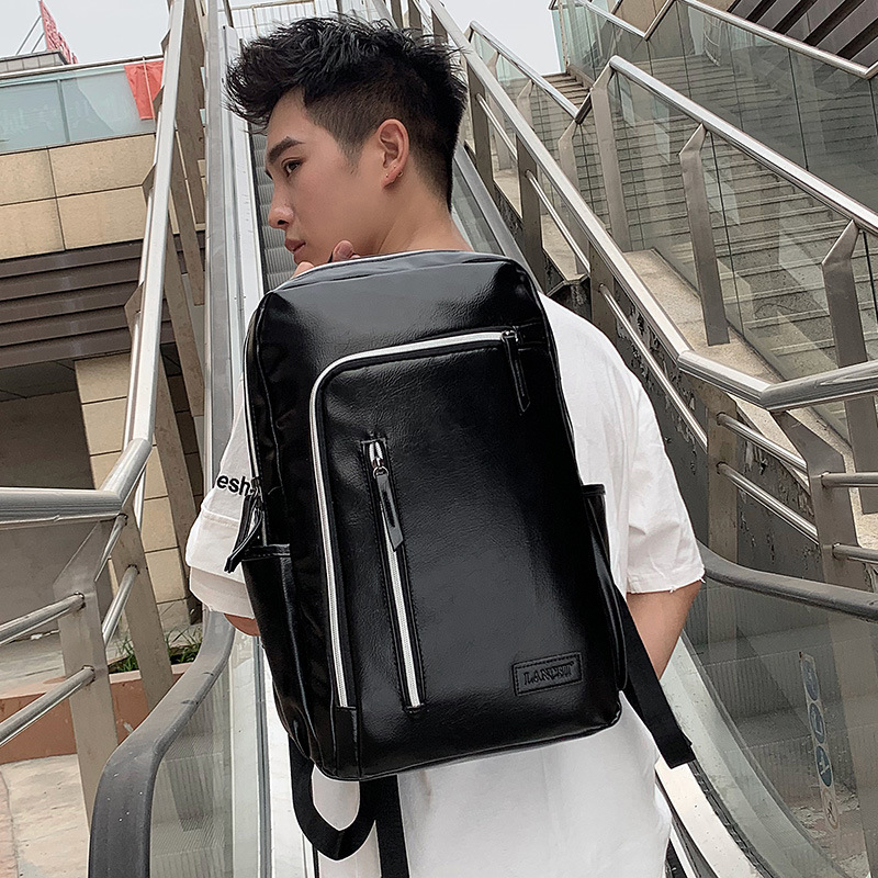 PU Leather European And American Style Men's Business Casual Backpack - Image 3