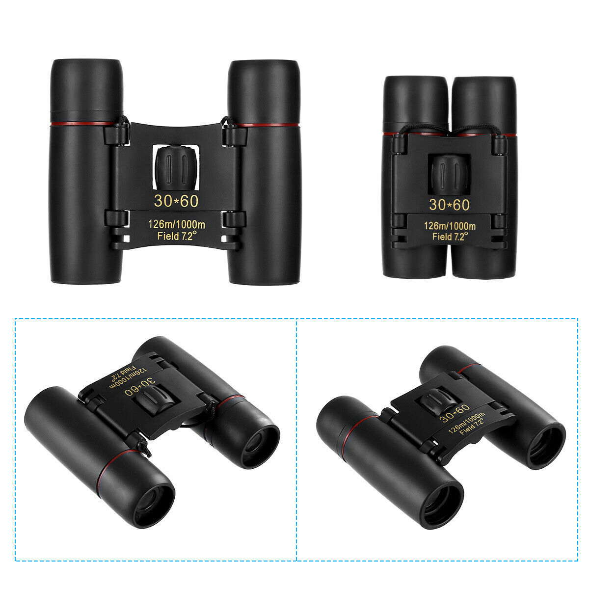 Binoculars 30x60 Zoom Travel Compact Folding Telescope Hunting Day Night Outdoor Small Pocket Binoculars Compact Adults, Mini Kids Binoculars Boys For Bird Watching, Concert Theater Opera - Image 5